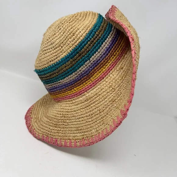 Wyeth Georgia Multicolored Stripes Floppy Straw Hat - Picture 3 of 8